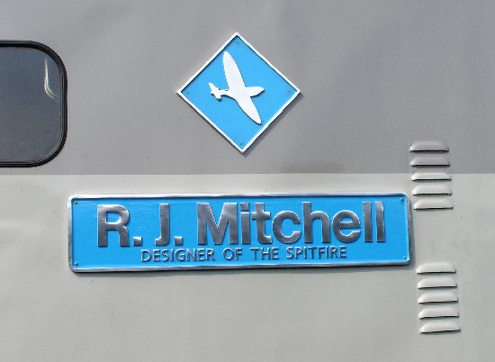 Nameplate and crest in close-up