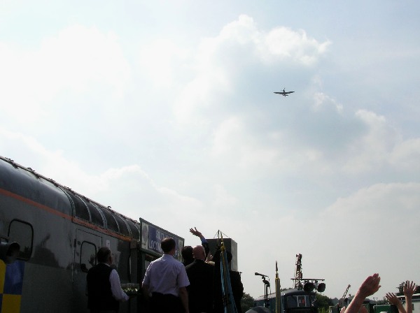 The Battle of Britain Memorial Flight Spitfire makes its first pass